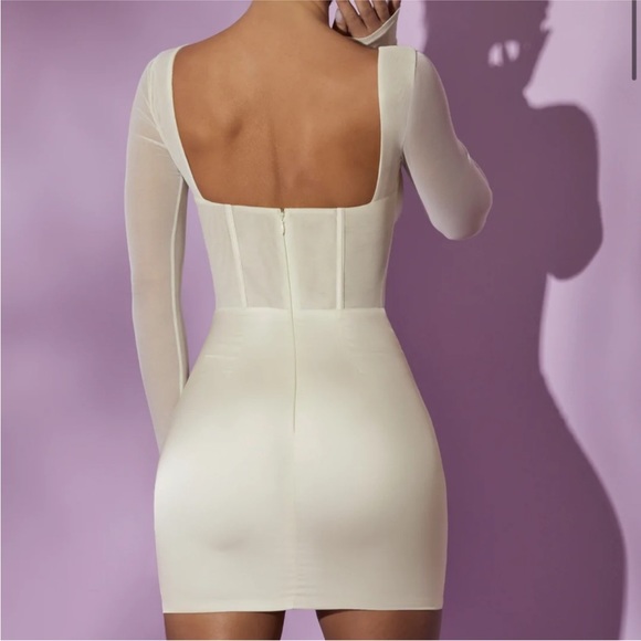 LORIENT
Long Sleeve Mesh Corset Mini Dress in White - Picture 3 of 4